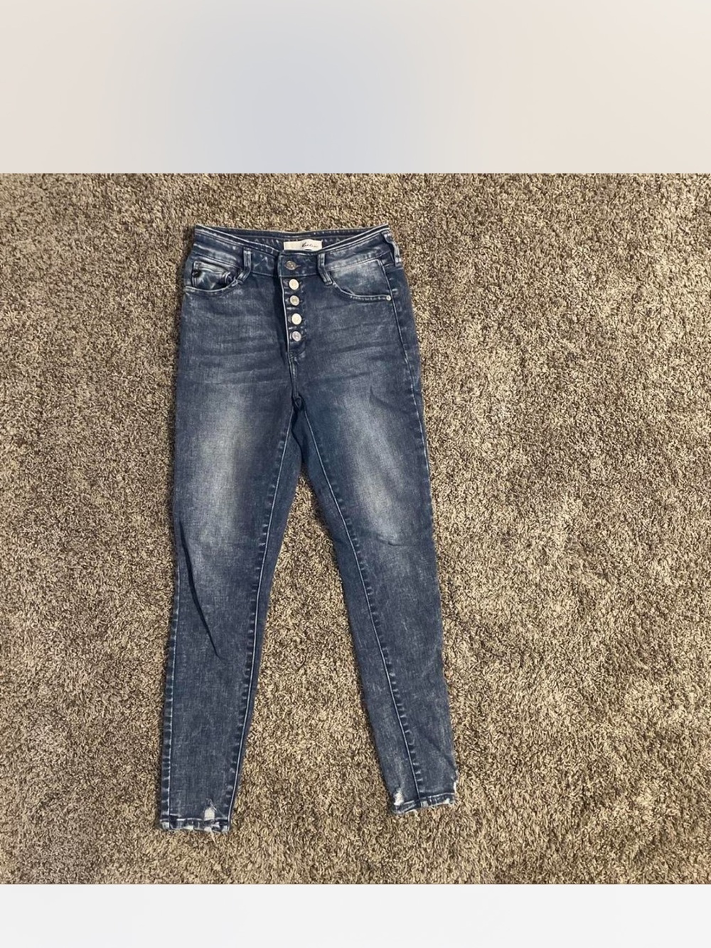 KanCan Dark Blue High-Rise Skinny Jeans with Button-Fly